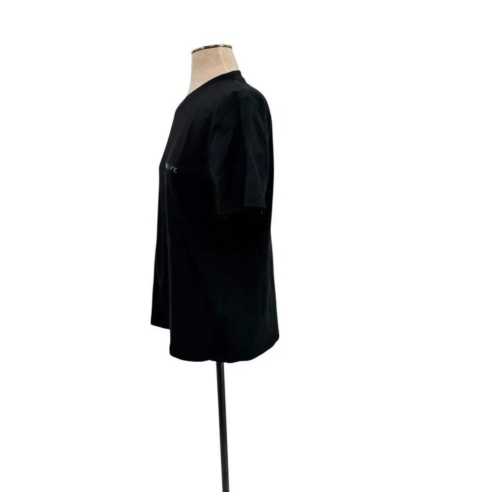 Maison Labiche Thuglife Embroidered Cotton Crewneck Tee Black Size‎ Large